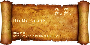 Hirth Patrik névjegykártya